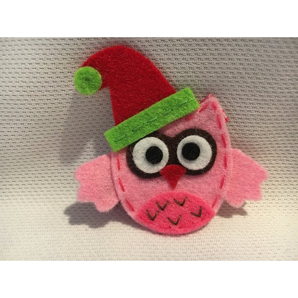 Owl Santa Hair Clip, Christmas Hair Accessories, Holiday Hair Clip