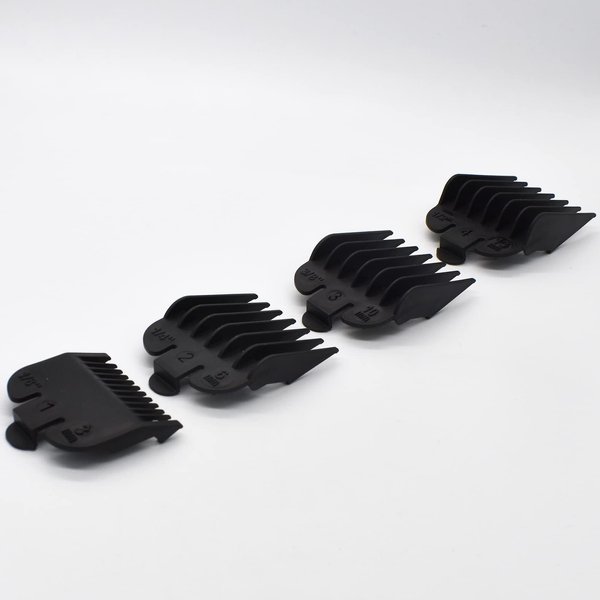 4 Pieces Professional Hair Clipper Guards Cutting Guides, Replacement Guard Combs Fits for Most Wahl Professional Full Size Standard Hair Clippers1/8" 1/4" 3/8" 1/2", Black