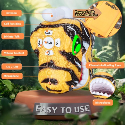 Fygurso Dinosaur Walkie Talkies for Kids, Kids Toys for Boys Girls Aged 3 to 8 Years Old for Outdoor Adventure, Camping, Halloween, Christmas, Birthday Gifts (Yellow, 3280 FT Talk Range, 2 Pack)