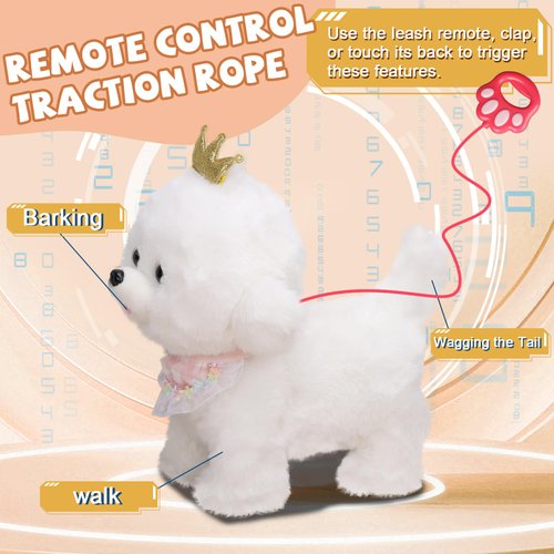 Bilinott Puppy Toys for Kids Aged 3-7, Interactive Toy Dogs That Walk and Bark and Wag Their Tails, Walking Dog Toys with Leash, Creative Stuffed Animals Gifts for 3 + Year Old Girls and Boys