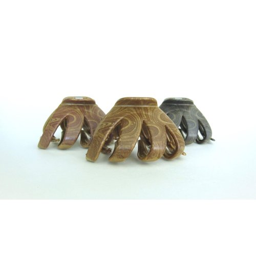 Generic Faux wood wooden octopus hair claw clip for thick hair (Primary color: Dark wood), 1 Count (Pack of 1)