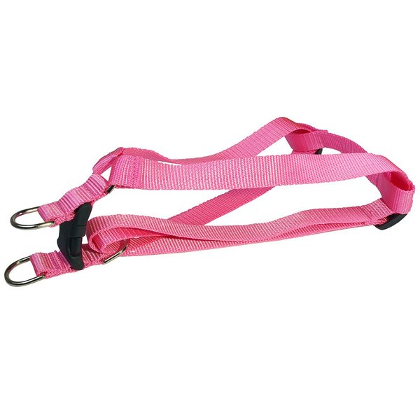 Xsmall Pink Nylon Webbing Dog Harness: 1/2" wide, Adjusts 8-16" - Made in USA.