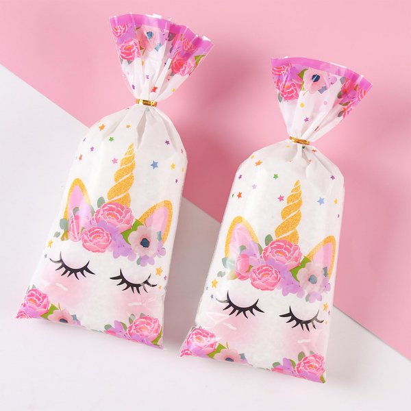 Unicorn Party Candy Bag Decorations - 100pcs Unicorn Gift Wrap Clear Gift Bags Candy Bags Cookie Bags Party Favor Bags for Bakery, Birthday, Wedding, Baby Shower Party Decoration