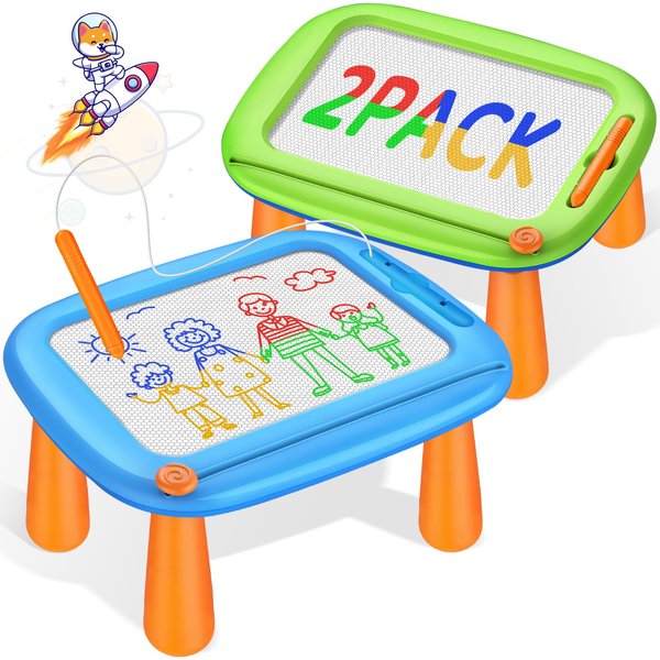 Officygnet 2 Pack Magnetic Drawing Board, Toddler Toys Ages 1-2 & 2-3 Boys Girls, Doodle Board Pad Learning and Educational Toys for 1 2 3 Year Old, Christmas Birthday Gifts for Baby Kids