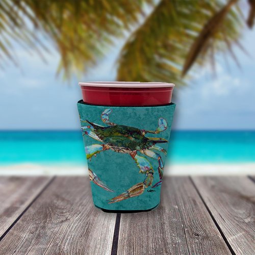 Caroline's Treasures 8657RSC Crab Red Cup Hugger Cup Cooler Sleeve Hugger Machine Washable Drink Sleeve Hugger Collapsible Insulator Beverage Insulated Holder