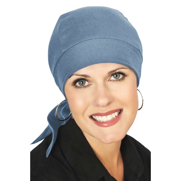 Headcovers Unlimited 100% Cotton Knit Headwrap Durag | Doo Rag for Women Medium Denim