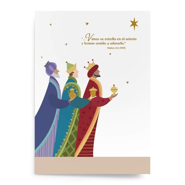 Designer Greetings Spanish Boxed Christmas Cards, Tres Reyes Magos, Three Kings (Box of 18 Gold Foil Embossed Cards with Envelopes)