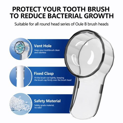 THISONG Toothbrush Head Covers for iO Toothbrush Heads, Toothbrush Caps Suitable for Oral B Electric Toothbrush Head, iO Brush Head Covers for Travel&Home (4 Pcs, Transparent)