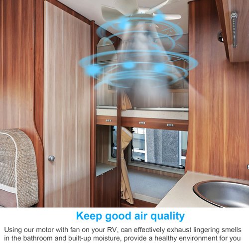 6" Replacement White RV Vent Fan Blade with 12V D-Shaft RV Vent Motor,Compatible with Heng's, Elixir, Ventline, Jensen RV