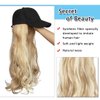 SEGO Baseball Cap with Hair Extensions for Women Adjustable Hat with Hair Attached Synthetic Long Wavy Wig with Black Hat Stylable for Pigtail Ponytail 16 Inch Sandy Blonde&Bleach Blonde 290g