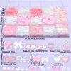 RODAKY Bow Nail Charms 1000PCS Pink&White 3D Bow Nail Charms Multi Shape Nail Decoration Flatback Pearl Beads Flower Charms Nail Accessories with Tweezer Pickup Pencil