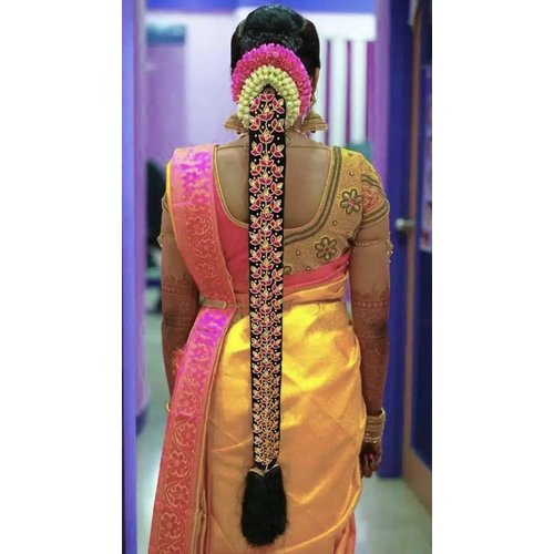 THANU'S CRAFT Maggam work jada Bharatanatyam poola jadalu kunjalam Billalu set braid hair extensions (bharatanatyam hair extensions)
