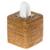 KOUBOO 1030055 La Jolla Rattan Square Tissue Box Cover, 5.5" x 5.5" x 5.75", Honey Brown