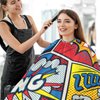 Barber Cape Salon Cape Hairdressing Apron Haircutting Waterproof Retro Pop Art Comics for Adults Men Clients with designs Adjustable Neck Closure