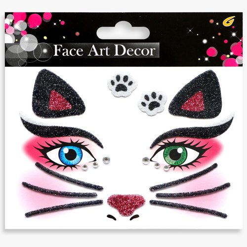 Nirbffo Animal Face Sticker Cat Rabbit Butterfly Fox Floral Festival Body Paint Decoration Stickers for Halloween Stage Performance Face Stickers 4sheets