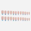 RikView French Tip Nails Almond Press on Nails Medium Fake Nails Blue Nails Glossy Stick on Nails for Women 24 PCS