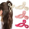 Bmobuo Bows Claw Clips 3Pcs Hair Bows for Women Hair Ribbon 5 Inch Hair Clips Trendy Claw Clips for Thick Hair Pink Ribbon Clips White Coquette Bows