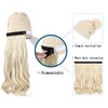 Qlenkay Beanie Hat with Long Wavy Curly Hair Extensions Knit Khaki Cap Attached 20inch Synthetic Wig Detachable Hairpiece Warm Pom for Women Winter Ash Blonde Mix Bleach Blonde