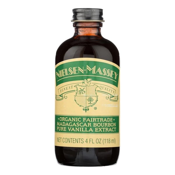 Nielsen-Massey Organic Fairtrade Madagascar Bourbon Pure Vanilla Extract for Baking and Cooking, 4 Ounce Bottle with Gift Box