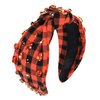 Halloween Headband for Women Black Orange Plaid Rhinestone Crystal Knotted Headband Jeweled Wide Knot Headband Headpiece Halloween Holiday Costume Accessories Gifts (black orange plaid hairband)