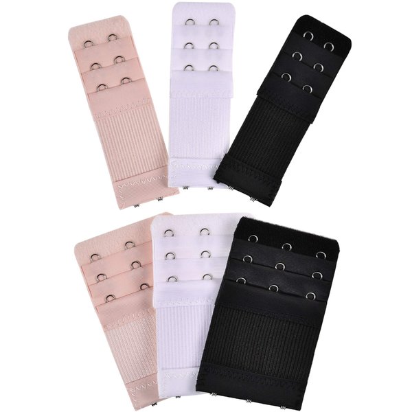 Bememo 6 Pieces Women's Bra Extenders Elastic Stretchy Bra Extension Strap, 3 Rows x 3 Hooks, 3 Rows x 2 Hooks (3 Rows x 3 Hooks, 3 Rows x 2 Hooks, Color Set 1)