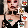 GOROMON 16 PCS Bride of Chucky Tattoo Heart, Halloween Temporary Tattoos Stickers For Women Men, Fake Halloween Makeup Kit Party Favor Supplies Chucky Heart Tattoos Costume Accessories