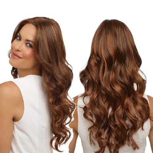 Anfei Women's Pastel Wavy Wig Curly Wavy Shoulder Length Pastel Cosplay Wig with Wig Cap (27 Inches) (Light Brown)