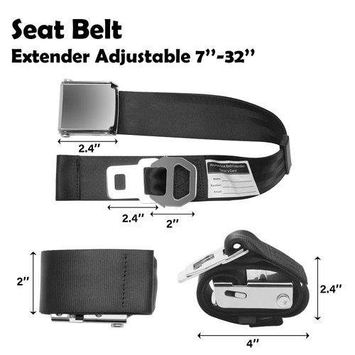 2 in 1 Airplane Seat Belt Extender, Coolrunner Adjustable 7-32" Airplane Seatbelt Extender - FITS ALL Airlines - Free Carrying Case