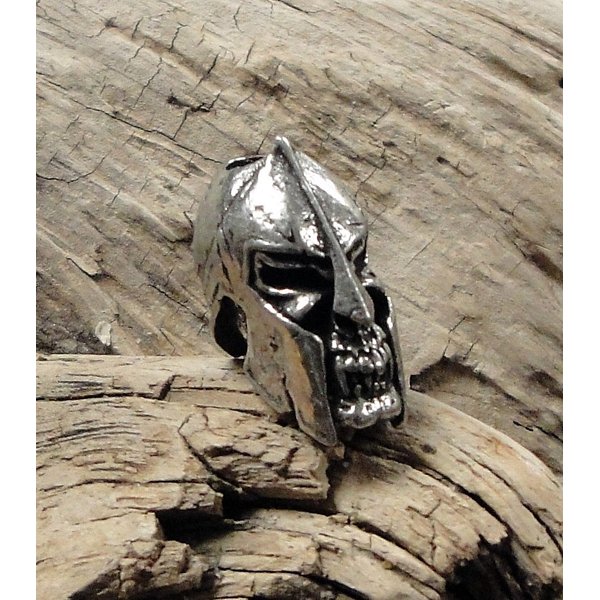 Schmuckatelli Spartan Skull Knife Lanyard Bead Keychain Fob Paracord Pewter