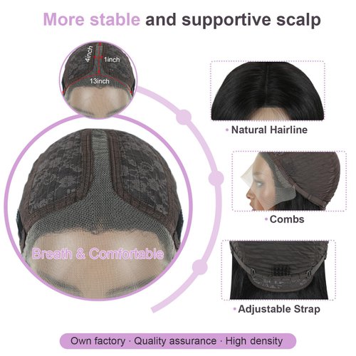 Evala Bob Wig Human Hair Black Bob Lace Front Wig 10 inch Middle Part Short Bob Wig 13x4 Frontal Lace Wig #1 Jet Black Color Bob Wigs 150% Density Real Human Hair Wigs for Black Women