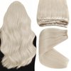 Sunny 24inch Hair Extensions Real Human Hair Weft Platinum Blonde Sew in Hair Extensions Real Human Hair Blonde Machine Weft Hair Extensions Long Hair for Women 100g