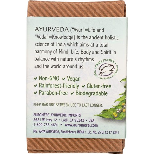 Auromere Ayurvedic Bar Soap, Tulsi Neem - Eco Friendly, Handmade, Vegan, Cruelty Free, Natural, Non GMO (2.75 oz), 4 pack