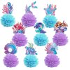 9 Pcs Mermaid Centerpieces Birthday Party Table Decorations Supplies Ocean Theme Underwater Animals Party Favors Double Sided Honeycomb Favor for Girls Baby Shower Wedding (Mermaid)