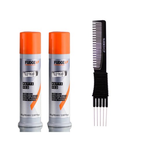 yper Fudge Style Matte Hed Firm Hold Texture Paste (2.87 oz) with Teasing Comb Pack of 2
