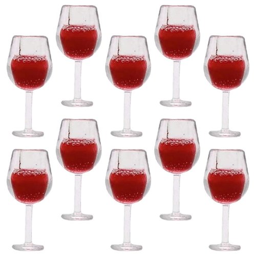 TOYANDONA 10pcs Miniature Dollhouse Wine Glasses, 1:12 Miniature Wine Glasses Mini Dollhouse Cocktail Glasses for Dollhouse Kitchen Accessories Decors