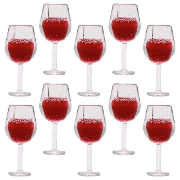 TOYANDONA 10pcs Miniature Dollhouse Wine Glasses, 1:12 Miniature Wine Glasses Mini Dollhouse Cocktail Glasses for Dollhouse Kitchen Accessories Decors