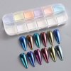 2 Box 24 Grid Chrome Nail Powder Aurora Nail Powder Holographic Mirror Effect Rainbow Nail Glitter Chrome Powder Colourful Nail Glitter for Nail Art Manicure Decoration Home DIY Salon…