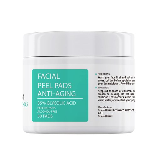 Glycolic Acid Pads 35% AHA Facial Resurfacing Pads, Glycolic Acid Toner Exfoliating Face Wipes Peel Exfoliant Pads Face Peel Facial Pads for Dark Spots Acne Fine Lines & Wrinkles Anti-Aging 50 Pads