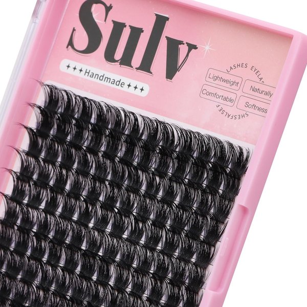 Sulv Lash S01# Color Black D Curl 144pcs 8mm,10mm,12mm,14mm,16mm,18mm,20mm to Choose Lashes Clusters Eyelashes Extensions Lash Clusters Diy Eyelash Extensions Individual Lashes Cluster Wispy (16MM)