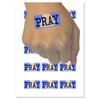 Pray Fun Text Temporary Tattoo Water Resistant Fake Body Art Set Collection - 15 2" Tattoos (1 Sheet)