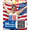 Lictin Red White Blue Face Paint Kit, 3 Color Water-Based Patriotic Face Paint with Glitter, 30 Stencil Stickers, USA Flag 4th of July Face Paint for Independence Day, Halloween Cosplay, Veterans Day