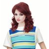 NJJYXH 16 Inches Vintage Copper Red Wigs for Women Long Auburn Wavy Wig with Bangs Synthetic Natural Burgundy Wig for 60s 70s 80s Cosplay,Halloween,Daily Use