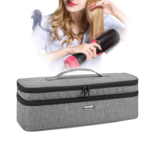 Teamoy Double-Layer Travel Storage Bag Compatible with Revlon One-Step Hair Dryer and Volumizer Hot Air Brush and Attachments, Gray(Bag Only)