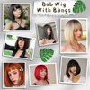 Red Bob Wigs for Women Short Bob Wig with Bangs Yaki Straight Synthetic Wig Christmas Wigs Natural Looking for Daily Use Party Halloween and Cosplay