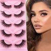 Cat-Eye Lashes Wispy Eyelashes 18mm Fox Eye Lashes Angel Wing Lashes Faux Mink False Eyelashes Natural Look 5 Pairs pack (5P-B17)