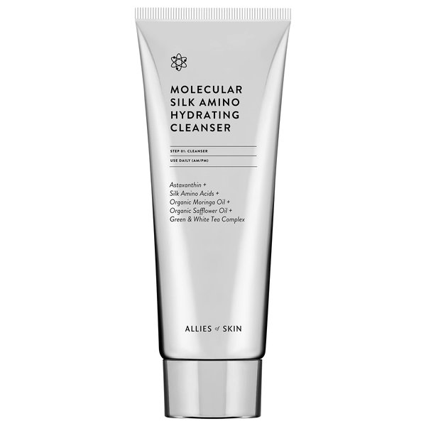 Allies of Skin Molecular Silk Amino Hydrating Cleanser: Hyaluronic Acid, Ceramides, Safflower & Moringa Oils. Nourishes, Conditions & Repairs 100 ml/2.4 oz