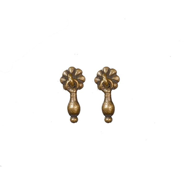 Melody Jane Dollhouse Antique Brass Cabinet Door Drawer Handles 1:12 Miniature