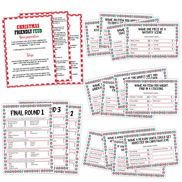 Christmas Friendly Feud Game,Christmas Party Games,Trivia Games,Feud Game for Adults,Fall Ice Breaker Games,Classroom Activities,Christmas Decoration,Christmas Party Supplies,Trivia Cards,S5