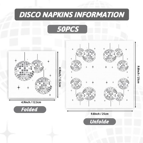 50 Pack 70s Disco Party Napkins Stylish Disposable 70’s Disco Party Supplies Disco Party Paper Lunch Napkins for 80s 90s Engagement Birthday Baby Shower Hip Hop Boogie Dance Party Decorations Favors