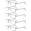 Eyekepper 5-Pack Stainless Steel Frame Half-eye Style Reading Glasses Readers Gunmetal +1.25